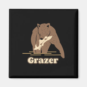 Grazer Fishing Bear Fat Brown Grizzly Beartober We Magnet