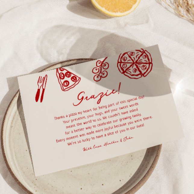 Grazie Italian Pizza Baby Shower Thank You Card (Creator Uploaded)