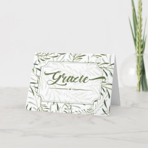 Grazie Italian Thank You Botanical Sage Green Card