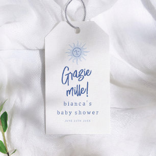 Grazie Mille! Italian Boy Baby Shower Thank You Gift Tags