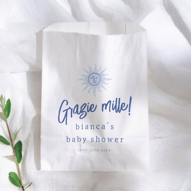 Grazie Mille! Mediterranean  Blue Boy Baby Shower Favour Bags (Creator Uploaded)