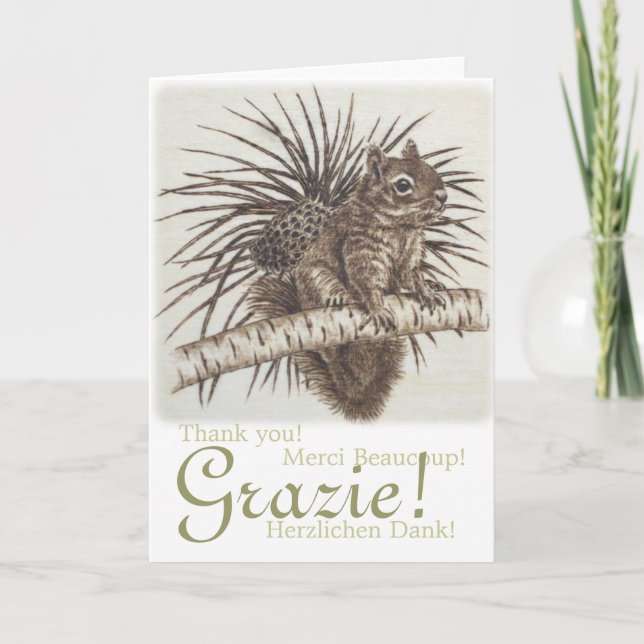 Grazie! Scoiattolino Multilingual Squirrel Thank You Card (Front)