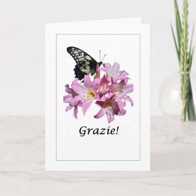 Grazie - Thank you Italian Flower Card (Front)