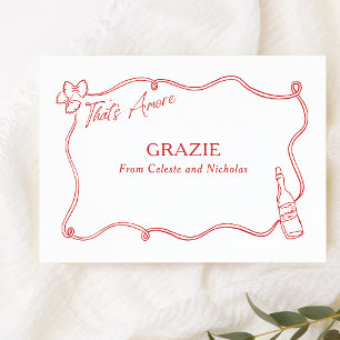 Grazie That's Amore Italian Hand Drawn Wedding Thank You Card
