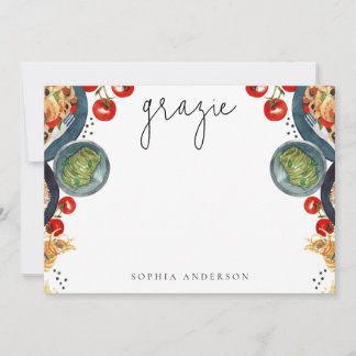 Grazie! Watercolor Italian Food Thank You Card
