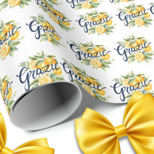 Grazie Watercolor Lemons Repeat Wrapping Paper