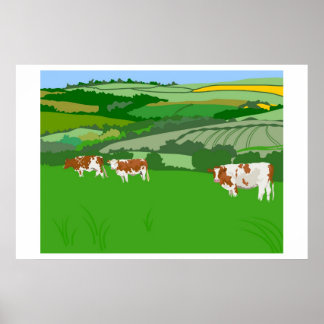 Grazing Cows Poster