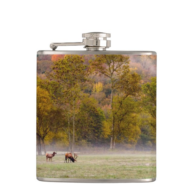 Grazing Elk Couple Flask (Front)