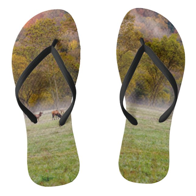 Grazing Elk Couple Flip Flops (Footbed)