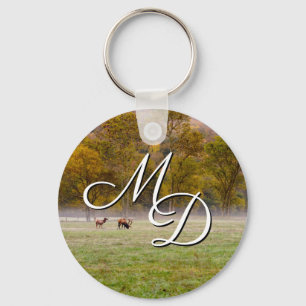 Grazing Elk Couple Key Chain
