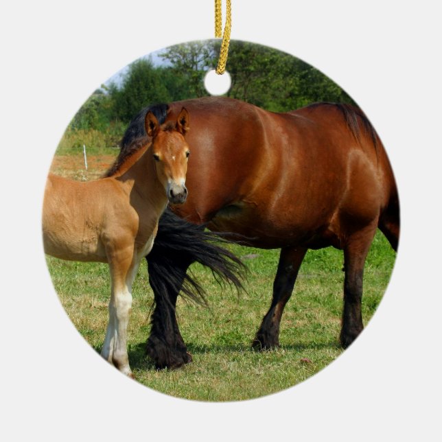 Grazing Horse Family Ornament (Front)