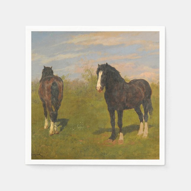 Grazing Horses (by Rosa Bonheur) Napkin (Front)