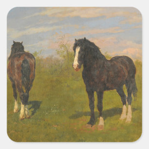 Grazing Horses (by Rosa Bonheur) Square Sticker