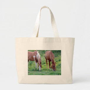 Grazing Horses Large Tote Bag