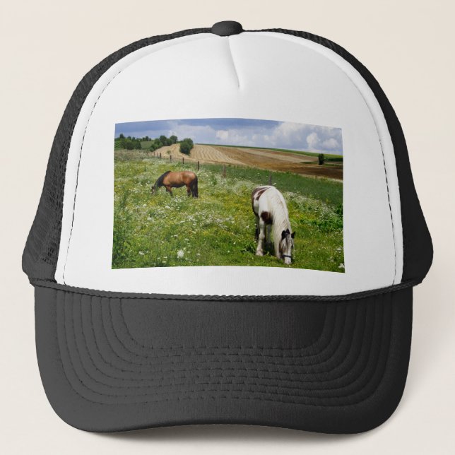 Grazing horses trucker hat (Front)
