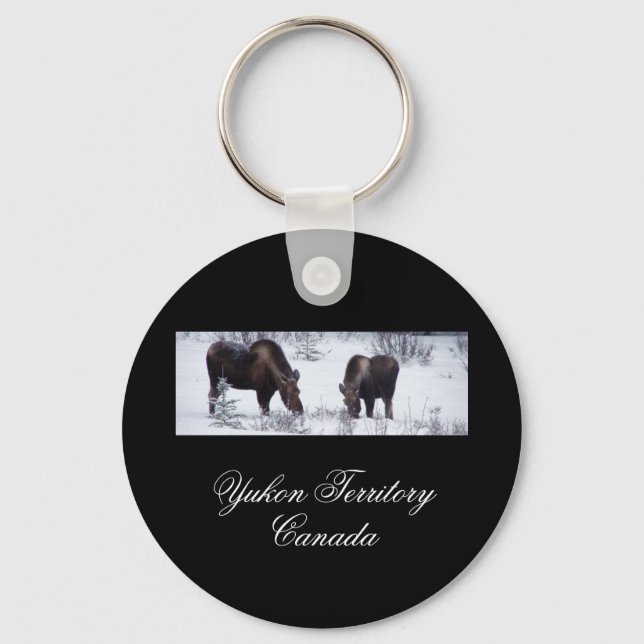 Grazing Moose; Yukon Territory, Canada Key Ring (Front)