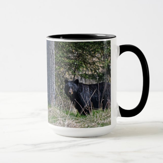 Grazing Wild Black Bear Wildlife Photo Mug (Right)