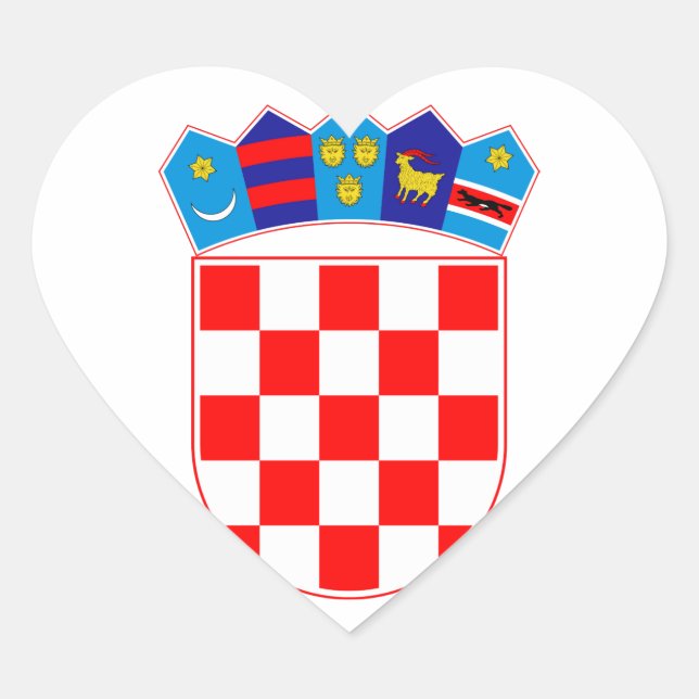 Grb Hrvatske, Croatian coat of arms Heart Sticker (Front)