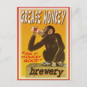 grease monkey brewery postcard