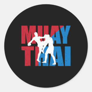 Great 2 Muay Thai Fighter Design Kickboxer Mma Tra Classic Round Sticker