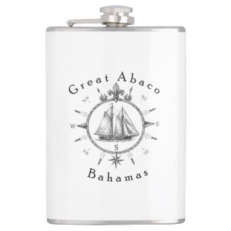 Great Abaco Bahamas Nautical Sailing Compass sail Hip Flask