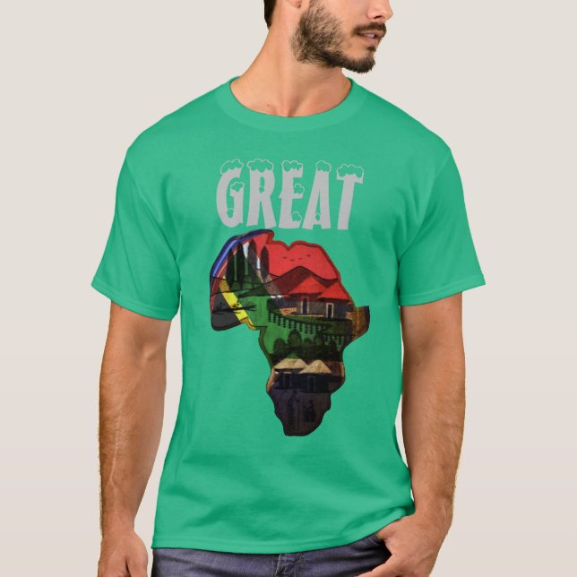 Great Africa Rainbow Map traditional colours desig T-Shirt (Front)