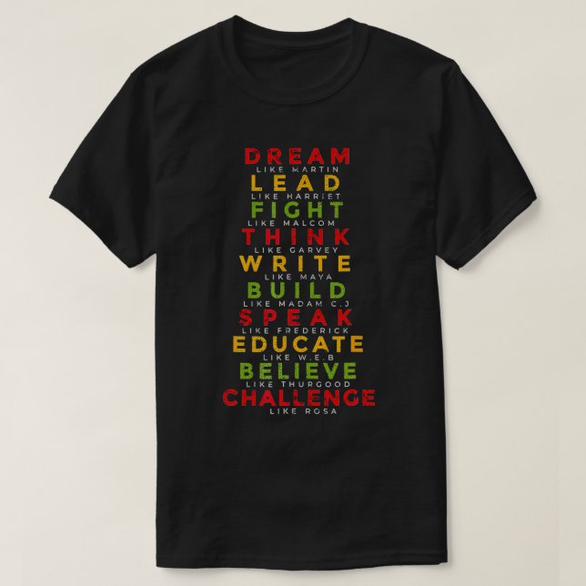 Great African American Leaders Black History Month T-Shirt (Design Front)