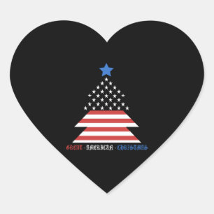 Great American Christmas Patriotic Christmas Tree Heart Sticker