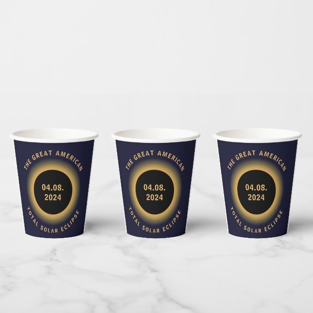 Great American Total Solar Eclipse 8 April, 2024 Paper Cups (Multi)