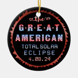 Great American Total Solar Eclipse April 8th 2024 Ceramic Tree Decoration