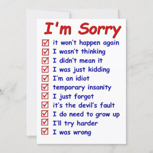 Great Apology! Great Excuses! Note Card