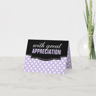 Great Appreciation Purple Polka Dot Thank You Card