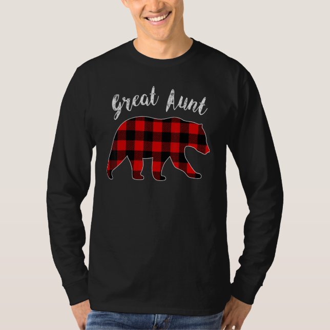 Great Aunt Bear Buffalo Plaid Matching Family Chri T-Shirt (Front)