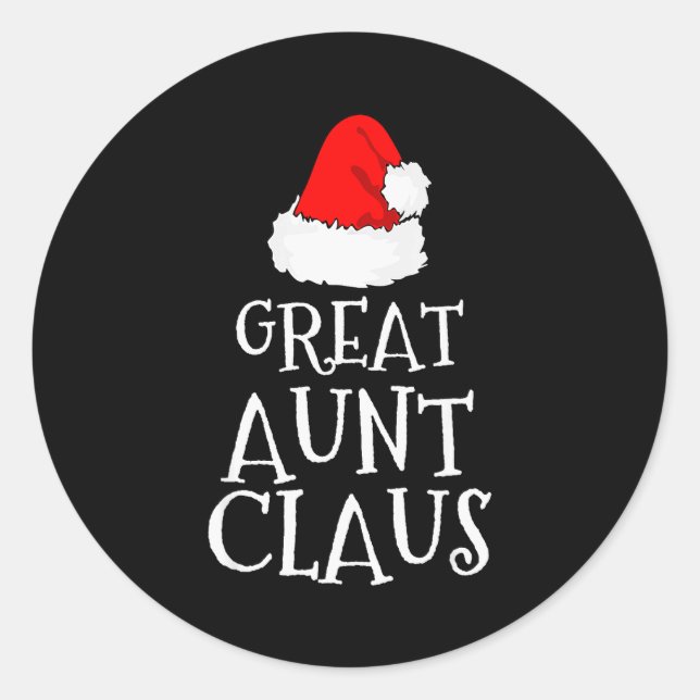 Great Aunt Claus Christmas Santa's Pajama Family M Classic Round Sticker (Front)