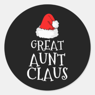 Great Aunt Claus Christmas Santa's Pajama Family M Classic Round Sticker