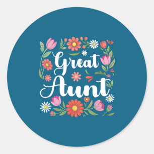 Great Aunt Floral Wildflowers Mother's Classic Round Sticker