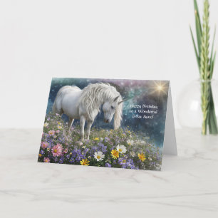 Great Aunt Happy Birthday with Pretty Unicorn  Card