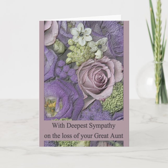 Great Aunt loss Rose sympathy Card (Front)