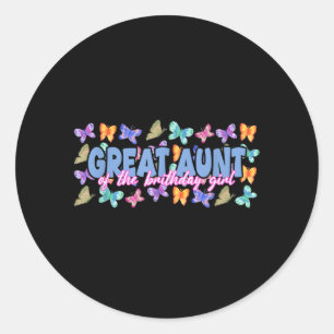 Great Aunt of The Birthday Girl Butterfly Family Classic Round Sticker