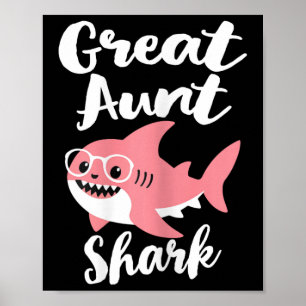Great Aunt Shark Mother's Day Grandma Funny Poster