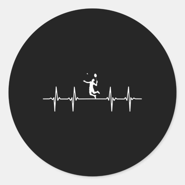 Great Badminton Heartbeat Gift Shuttle  Classic Round Sticker (Front)