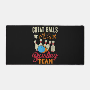 Great Balls Fire Bowling Team Shirt Funny Vintage Desk Mat