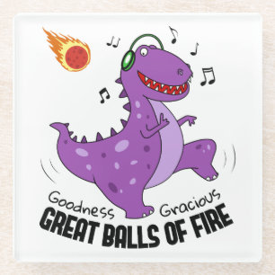 Great Balls Of Fire Dinosaur Meteor Glass Coaster