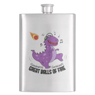 Great Balls Of Fire Dinosaur Meteor Hip Flask