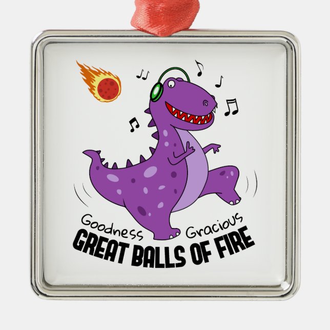 Great Balls Of Fire Dinosaur Meteor Metal Tree Decoration (Front)