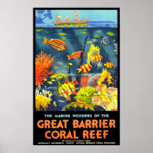 Great Barrier Coral Reef Australia vintage travel