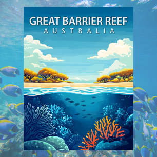 Great Barrier Reef Australia Coral Sea Travel Postcard