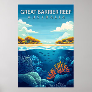 Great Barrier Reef Australia Coral Sea Travel Poster