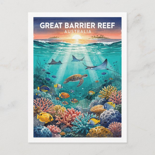 Great Barrier Reef Australia Vintage Postcard (Front)