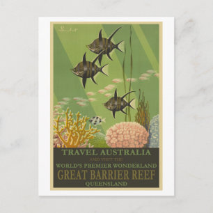 Great Barrier Reef Australia Vintage Travel Poster Postcard